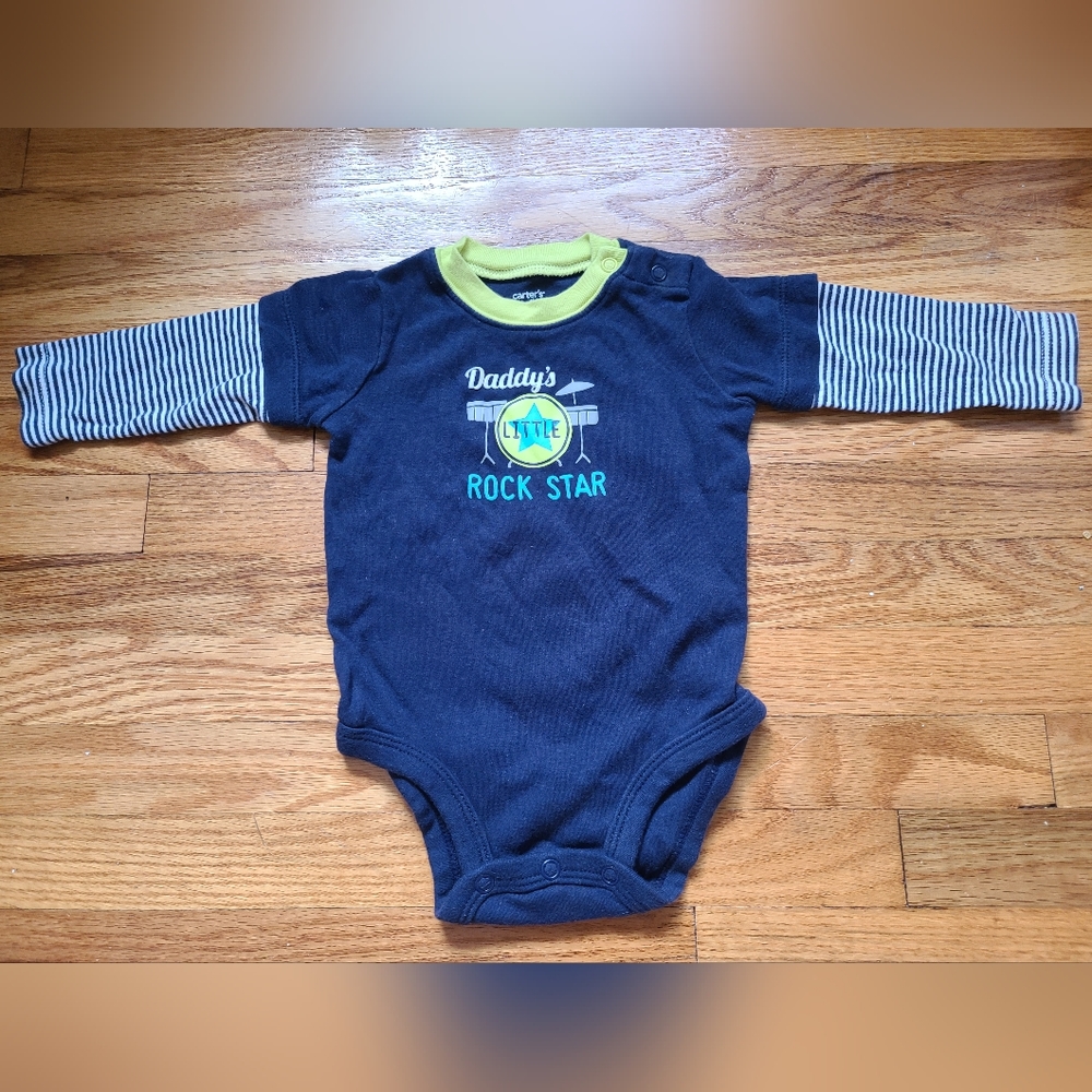 15 for $10 - Carter's 6m Blue "Daddy's Little Rock Star" Onesie